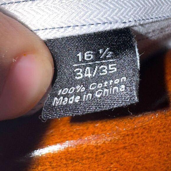 David Donahue White & Gray Striped Dress Shirt Size L 16.5 34/35 - Picture 3 of 8